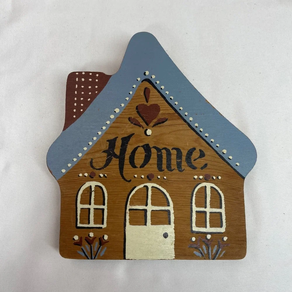 Vintage Wood Home Sweet Home Wall Plaques Set of 3 Folk Art Country Decor